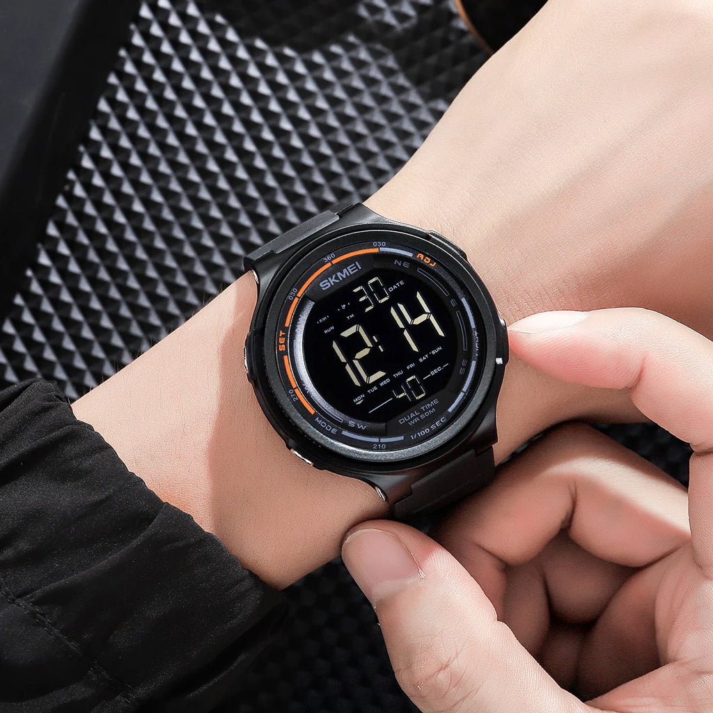 SKMEI Fashion Mens Sport Watches Digital LED Light Countdown For Men Women 5Bar Waterproof Wristwatches Alarm Clock