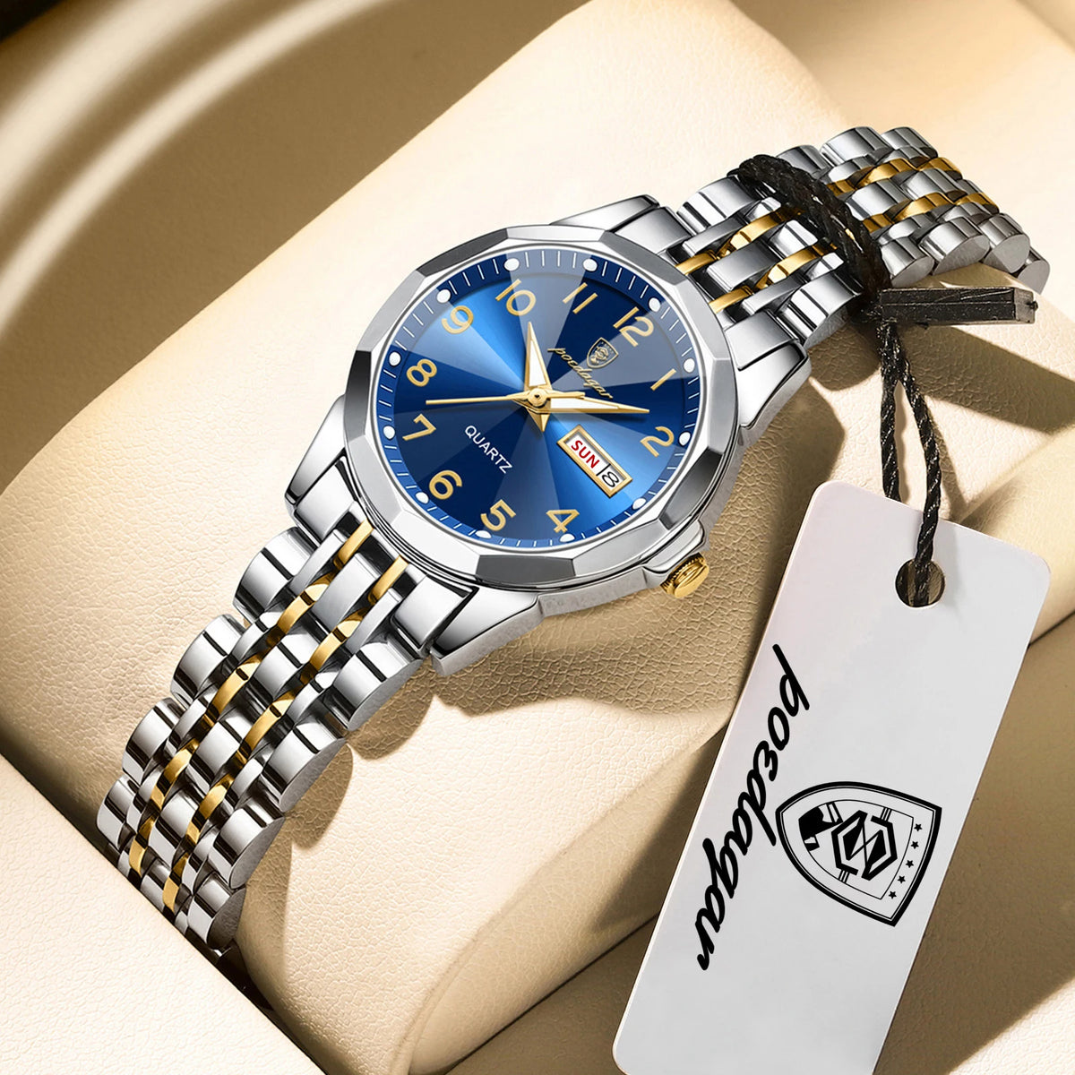 POEDAGAR Brand Watches For Couple Waterproof Date Week Couple's Watches Quartz Stainless Steel Fashion Lovers Watch Set+Box Gift