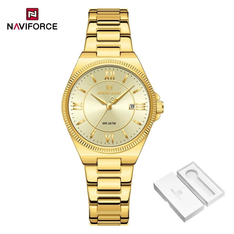 High Quality NAVIFORCE 2026 Woman Quartz Watch Retro Watches 3ATM Waterproof Stainless Steel Watchband  Ladies' Watches NF5073