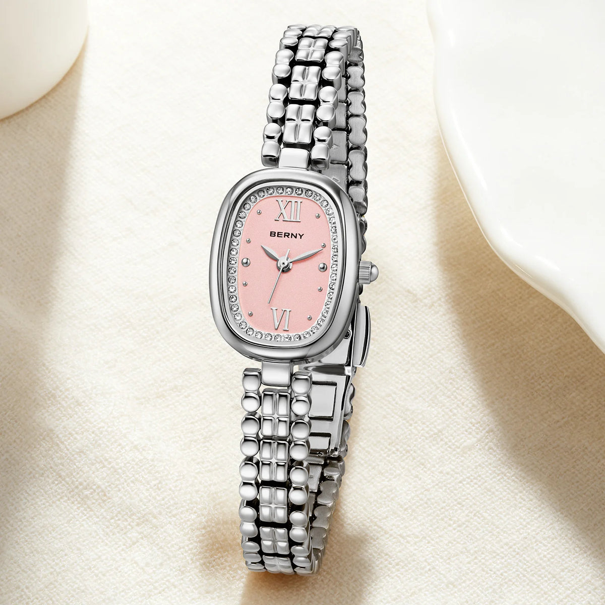 BERNY Women's Watches Fashion Casual Small Dail Ladies Quartz Watch Elegant Stainless Steel Girls Dress Wristwatch