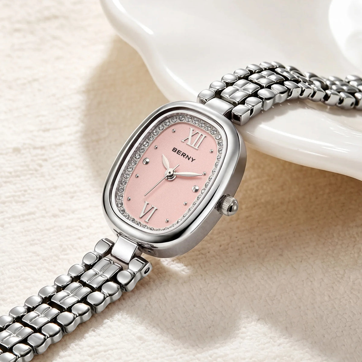 BERNY Women's Watches Fashion Casual Small Dail Ladies Quartz Watch Elegant Stainless Steel Girls Dress Wristwatch