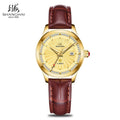 Shanghai Watch 30mm Women's Automatic Watches Calendar 50M Waterproof Mechanical Watch 18K Gold Star Sapphire Zirconia Dial 8933