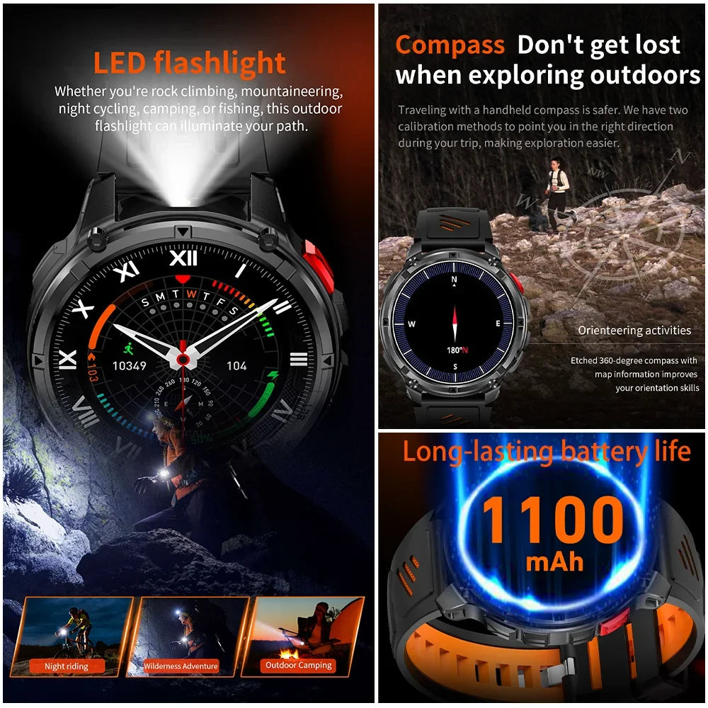 2026 New T-Rex3 Pro GPS Tracker 1100mAh Smartwatch Men 120-Day Standby Clock Rugged Outdoor Sport 10ATM Waterproof Call Watches