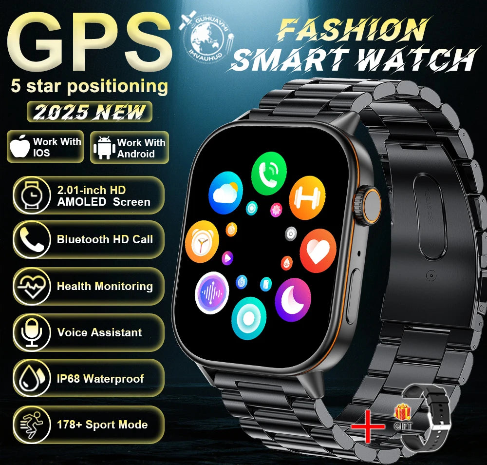2026New Dual-band GNSS GPS Sports Smart Watches IP68K Swim Compass Heart rate tracker Military Bluetooth Call Bracelet Men Women