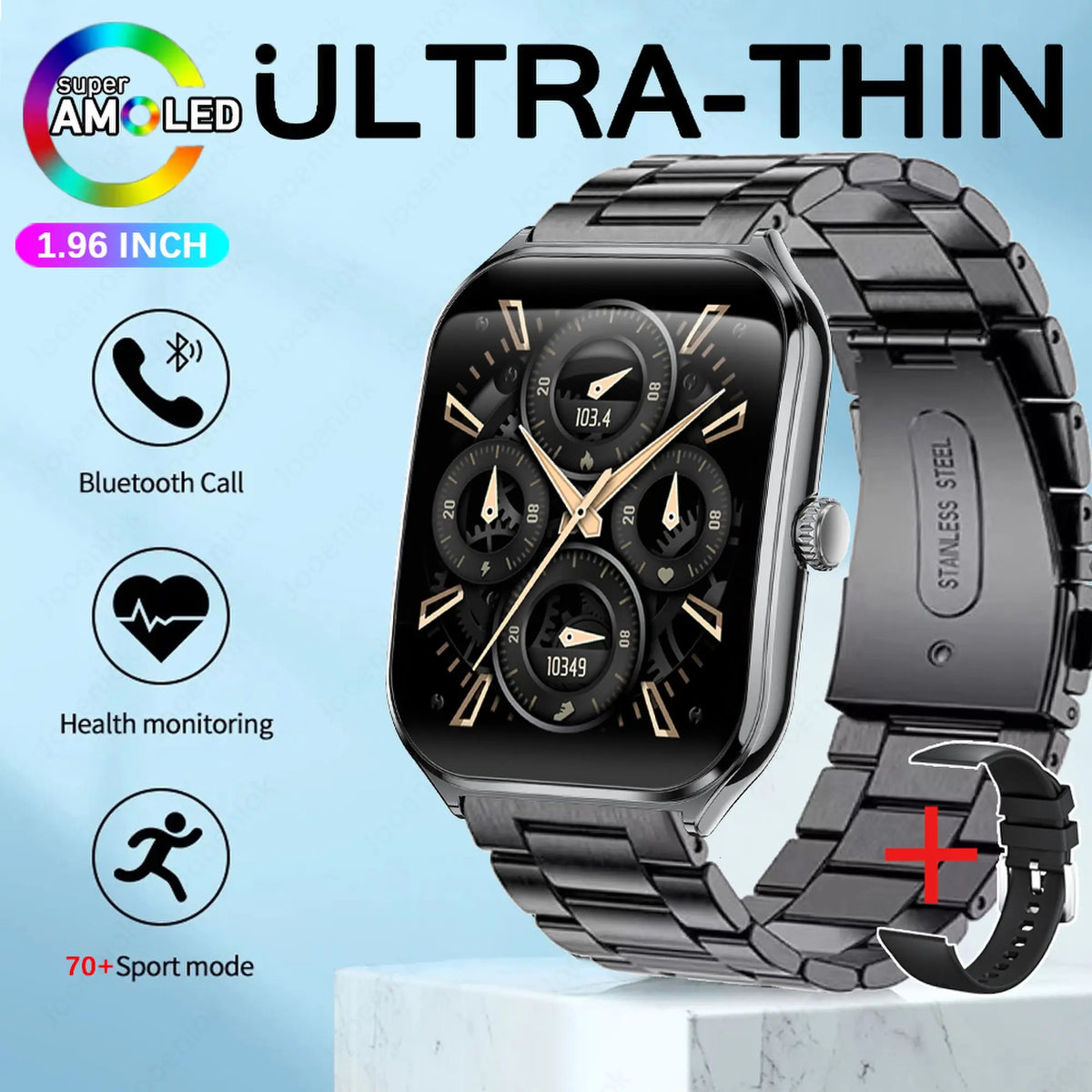 2026 New Ultra-thin Durable Women Smart Watch 1.96" Amoled Screen Sport Health Fitness Wireless Bluetooth Call Smartwatch
