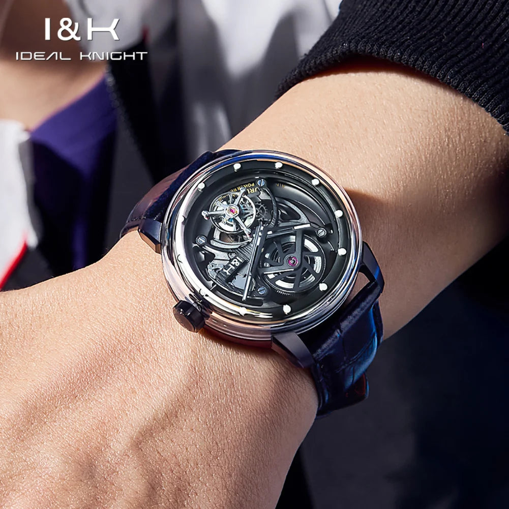 IDEAL KNIGHT Real Tourbillon Watches for Men High-end Luxury Transparent Hollowed Fully Automatic Mechanical Wristwatch 6809