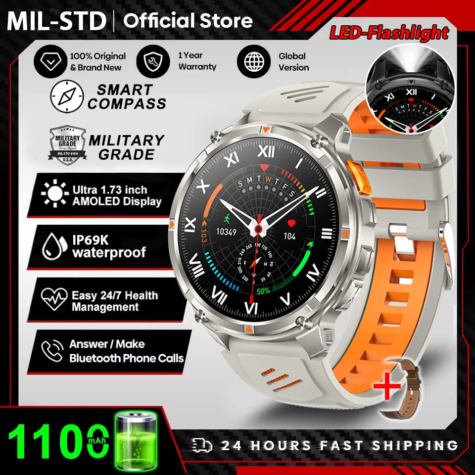 2026 New T-Rex3 Pro GPS Tracker 1100mAh Smartwatch Men 120-Day Standby Clock Rugged Outdoor Sport 10ATM Waterproof Call Watches
