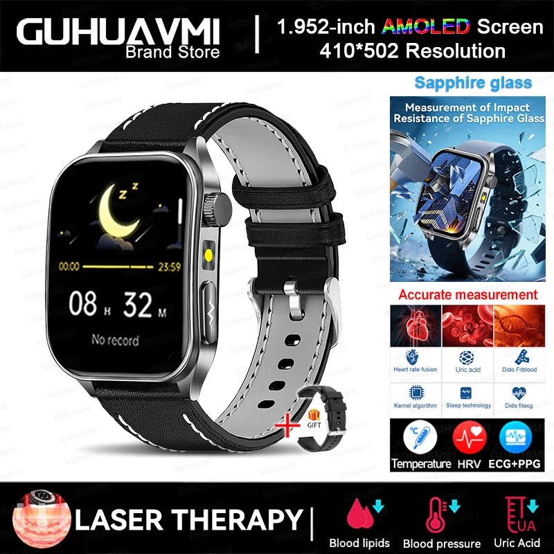 2026 New Non-Invasive Laser Treatment Three High Smart Watch  ECG+PPG Blood Fat Uric Acid Health Diagnosis Smart Watches For Man