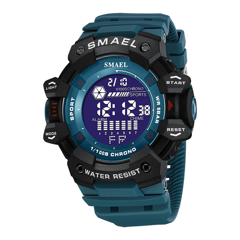 SMAEL Military Digital Watch LED Sports Wristwatches 50m Waterproof LED Stopwatch 8050 Army Watches Digital Big Dail Clock Alarm