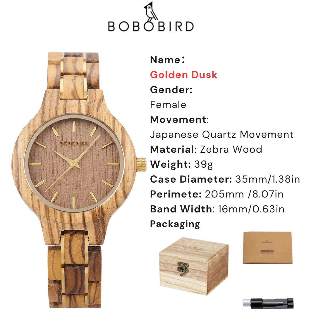 BOBO BIRD New Design Watch Women Reloj Mujer Quartz Wristwatch Female Japan Movement Wooden Gift Box zegarek damski Dropshipping