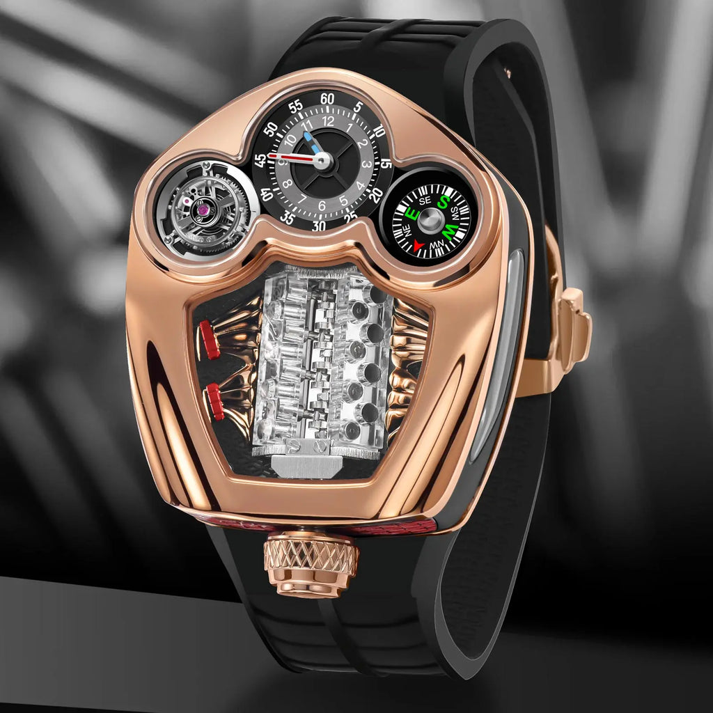 PINDU Design NEW Engine Series Quartz Watch Men TOP-luxurious Stainless Steel Compass Waterproof Swiss Quartz 762 Movement Watch