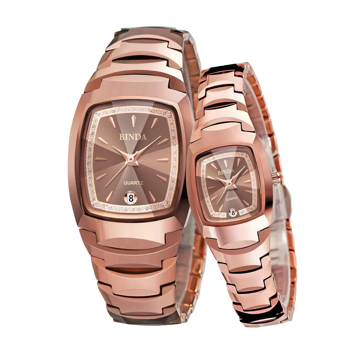 2PCS Couple Watches Luxury Fashion Men Women Matching His and Hers Quartz Watches Simple Band with Gift Box
