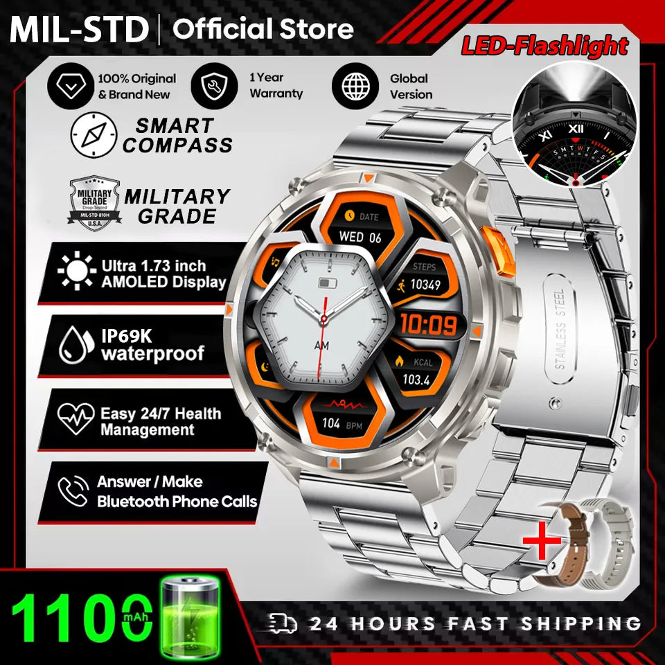 2026 New T-Rex3 Pro GPS Tracker 1100mAh Smartwatch Men 120-Day Standby Clock Rugged Outdoor Sport 10ATM Waterproof Call Watches