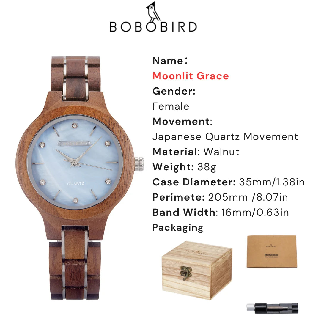 BOBO BIRD New Design Watch Women Reloj Mujer Quartz Wristwatch Female Japan Movement Wooden Gift Box zegarek damski Dropshipping