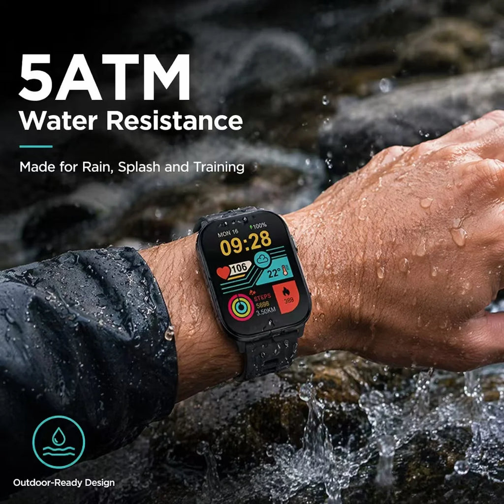 KUMI U6 Smart Watch 1.96" AMOLED 60Hz, Dual-Band GPS, AI ChatGPT Voice Assistant, Heart Rate/SpO2/Sleep, 100+ Sports, 5ATM