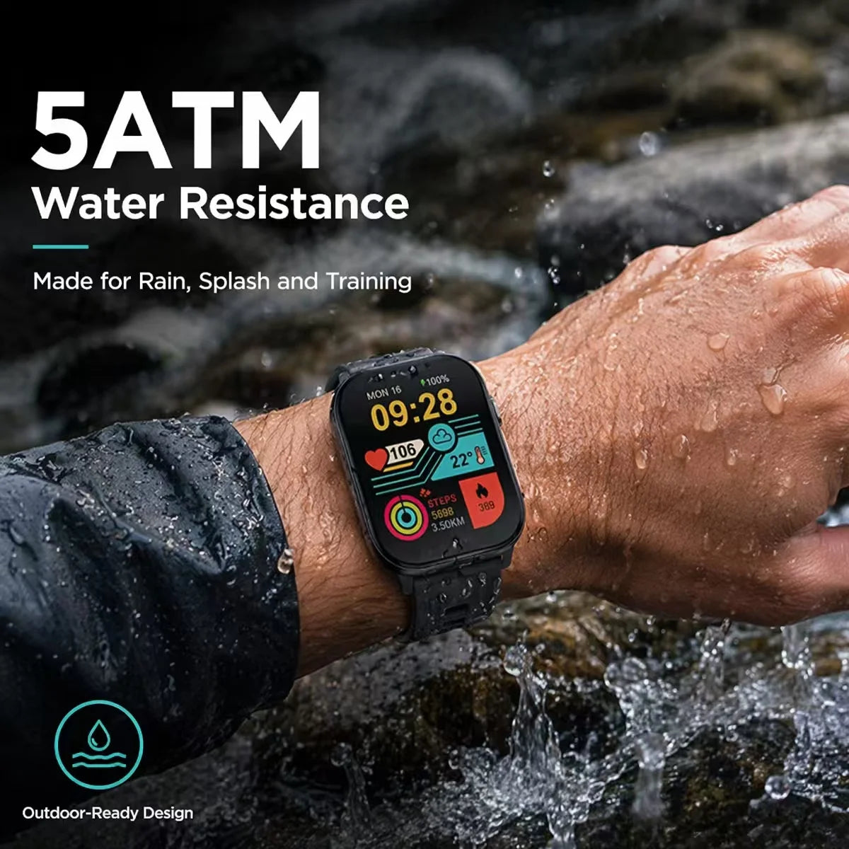 KUMI U6 Smart Watch 1.96" AMOLED 60Hz, Dual-Band GPS, AI ChatGPT Voice Assistant, Heart Rate/SpO2/Sleep, 100+ Sports, 5ATM