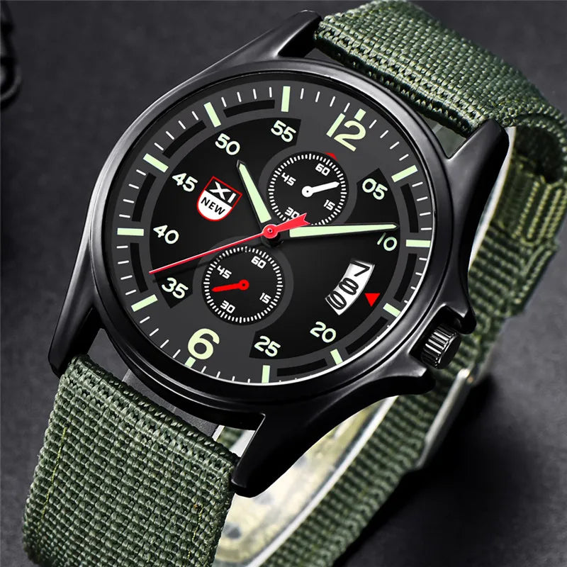 Genuine XINEW Brand Men Watches Students Fashion Casual Nylon Band Sports Date Quartz Wrist Watch Black Relogios Masculinos 2025