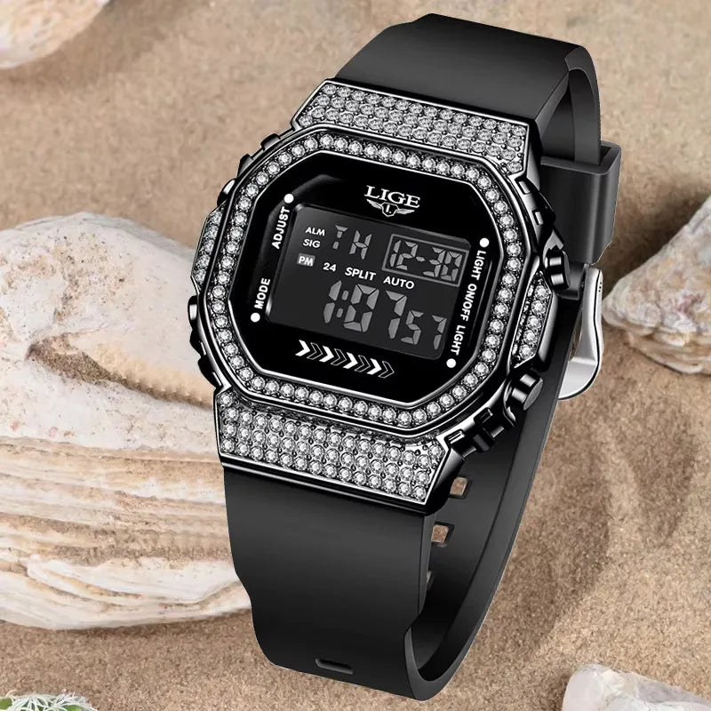 LIGE Outdoor Digital Man Watch Silicone Simple Casual Sport Waterproof Luminous Alarm Auto Date Electronic Watches for Men Gifts