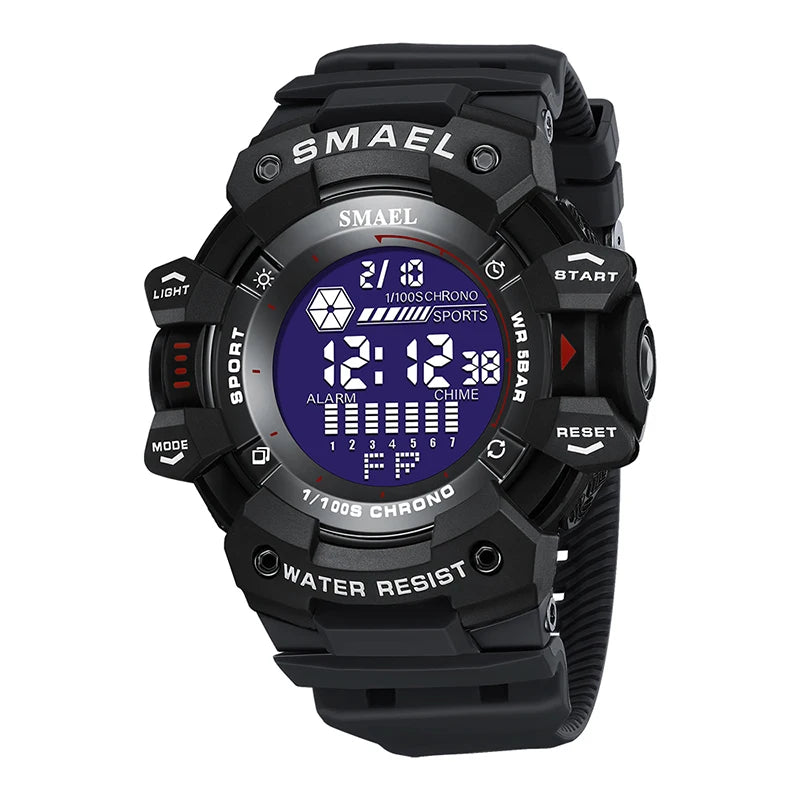 SMAEL Military Digital Watch LED Sports Wristwatches 50m Waterproof LED Stopwatch 8050 Army Watches Digital Big Dail Clock Alarm