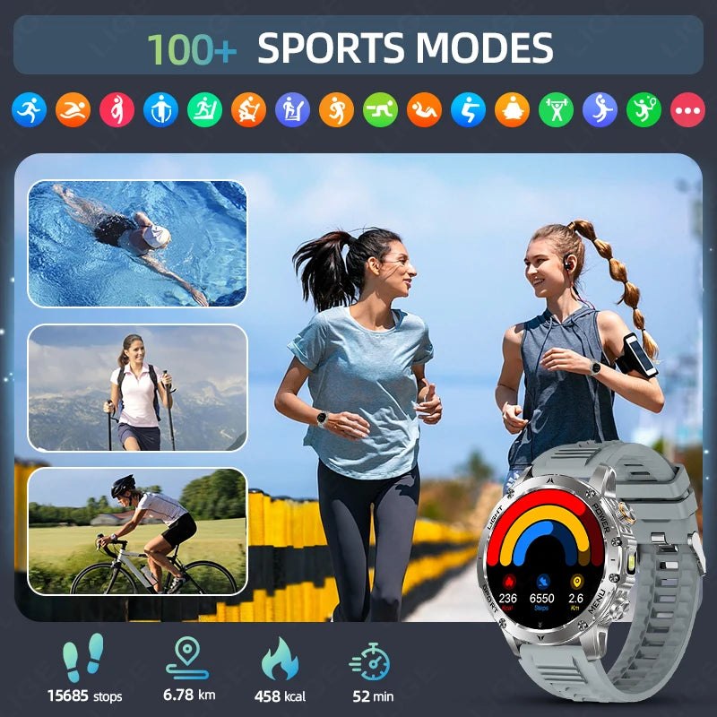 New Men Military Outdoor 1000mAh Battery Smart Watch GPS NFC Watches 3ATM Waterproof Swim 1.7-inch HD Bluetooth Call Smartwatch