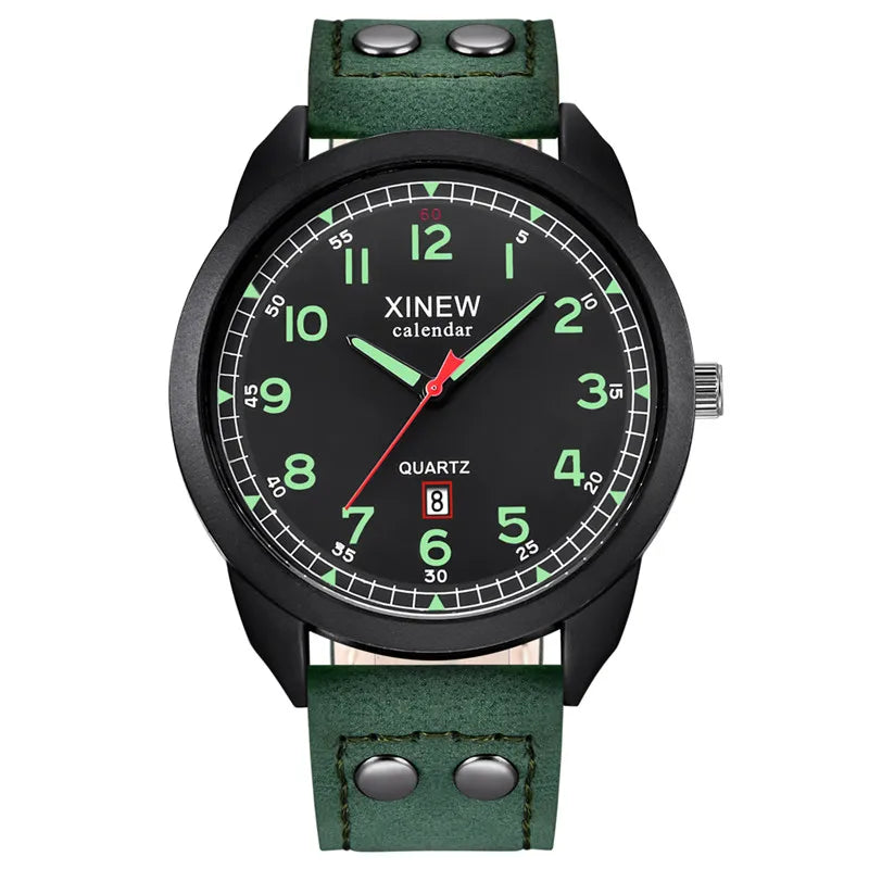 Genuine XINEW Brand Men Watches Boys Students Fashion Leather Band Date Quartz Watch Montre Homme Reloj Hombre Relogio Masculino