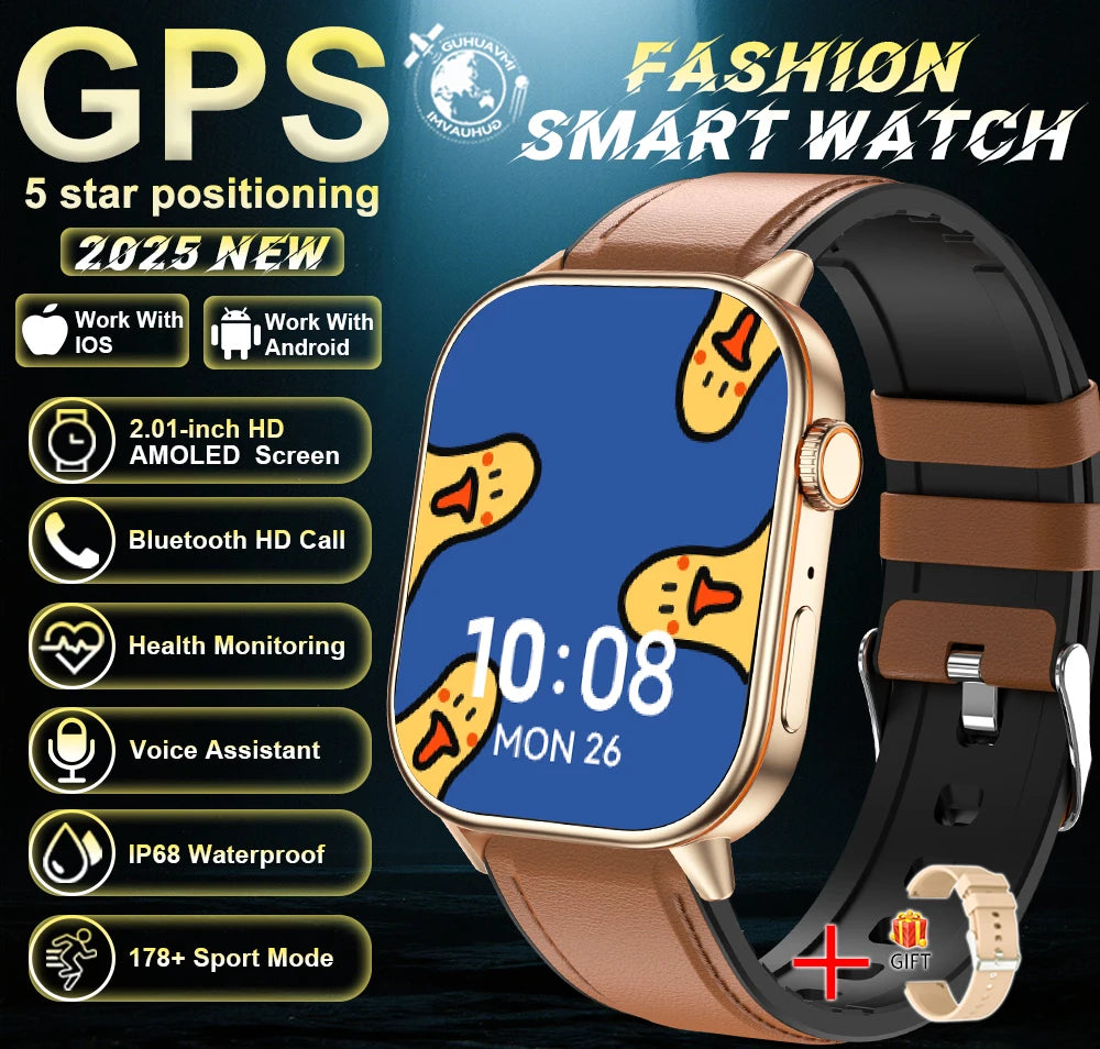 2026New Dual-band GNSS GPS Sports Smart Watches IP68K Swim Compass Heart rate tracker Military Bluetooth Call Bracelet Men Women