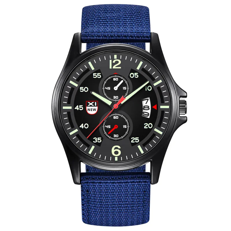 Genuine XINEW Brand Men Watches Students Fashion Casual Nylon Band Sports Date Quartz Wrist Watch Black Relogios Masculinos 2025