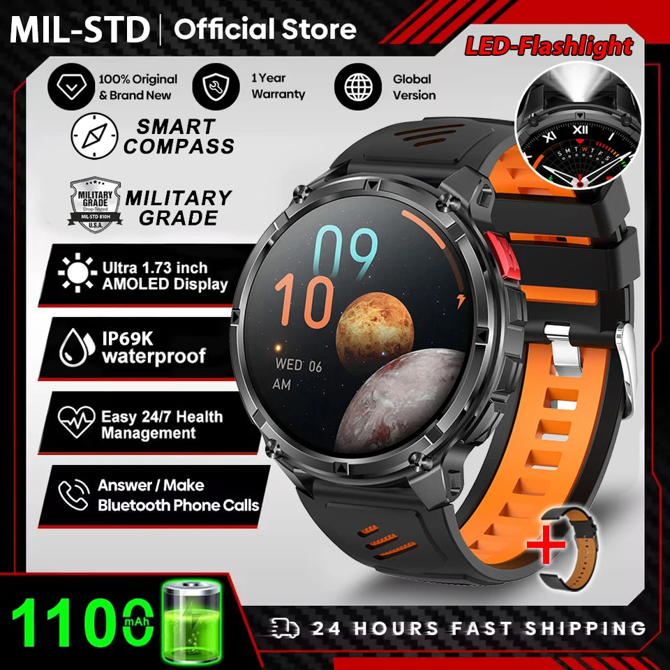 2026 New T-Rex3 Pro GPS Tracker 1100mAh Smartwatch Men 120-Day Standby Clock Rugged Outdoor Sport 10ATM Waterproof Call Watches