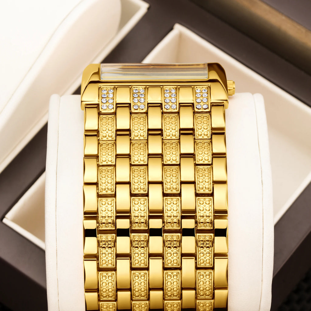 YaLaLuSi Fashion Women's Gold-Plated Quartz Watch Luxury New-Style Women's Gold Wristwatch Women's Gift Watch Box