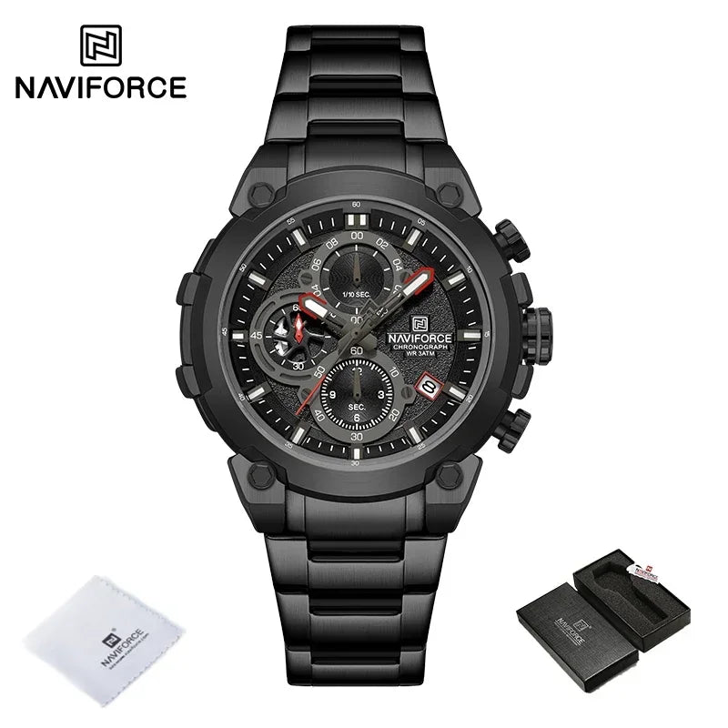 NAVIFORCF Men's Military Watch Luxury Waterproof Quartz Chronograph Wristwatch Fashionable Masculino Hot Fashion  Clock Watch
