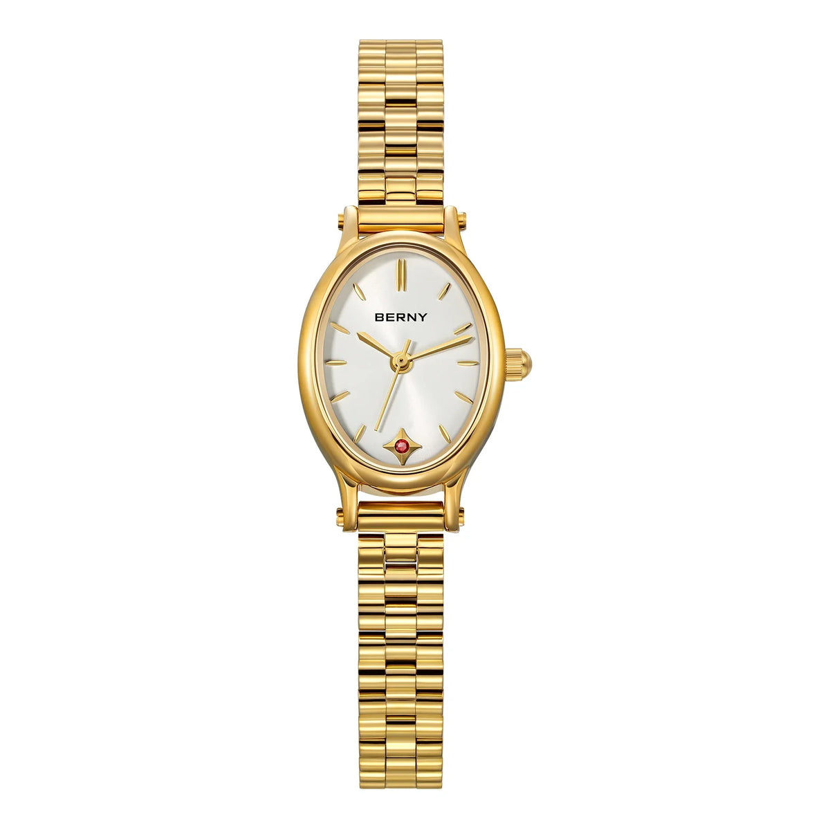 BERNY Gold Watch for Women Olive Green Quartz Jewelry Bracelet Casual Jewelry Women's Wristwatch Small Fashion Ladies Watches