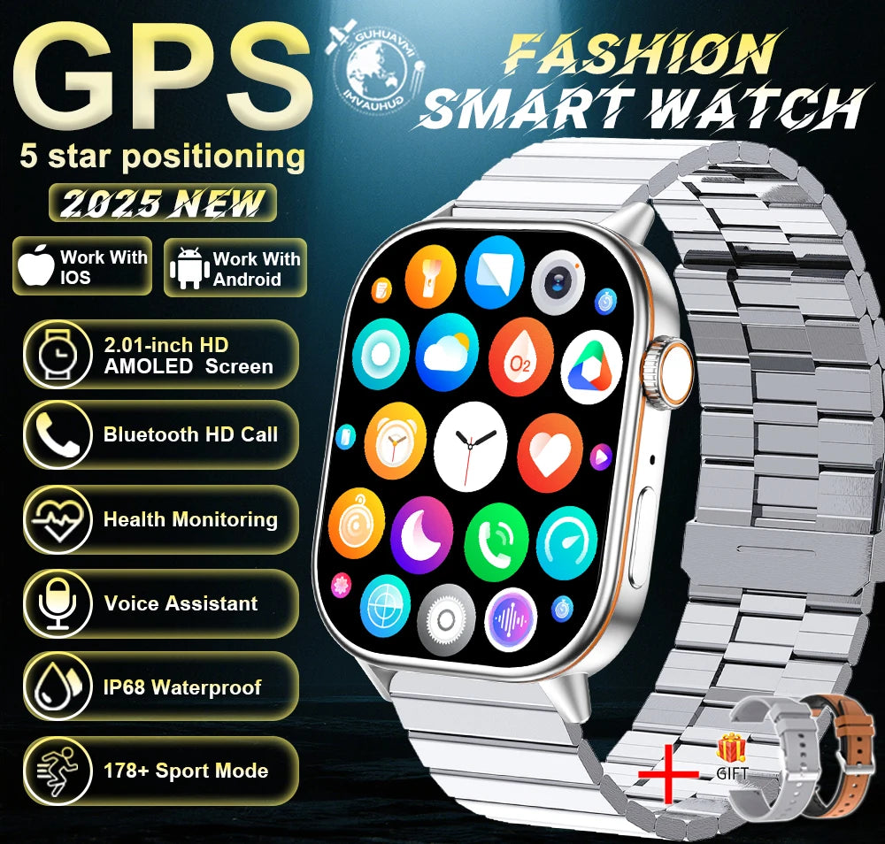 2026New Dual-band GNSS GPS Sports Smart Watches IP68K Swim Compass Heart rate tracker Military Bluetooth Call Bracelet Men Women