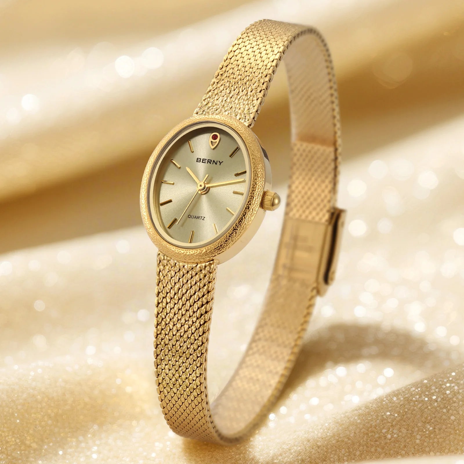 Gold Oval Quartz Watch