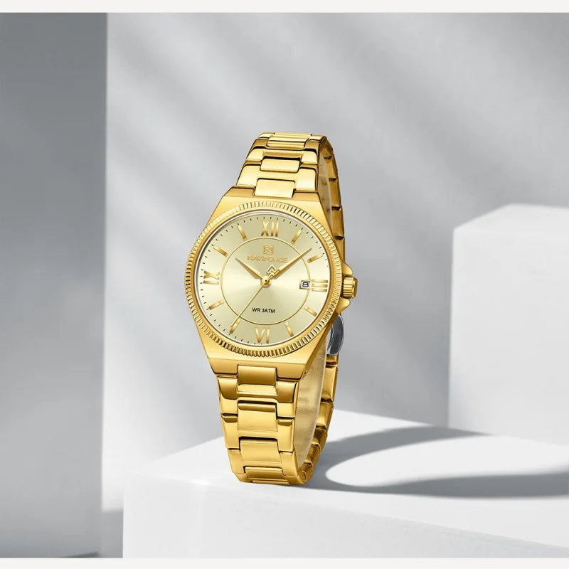 High Quality NAVIFORCE 2026 Woman Quartz Watch Retro Watches 3ATM Waterproof Stainless Steel Watchband  Ladies' Watches NF5073