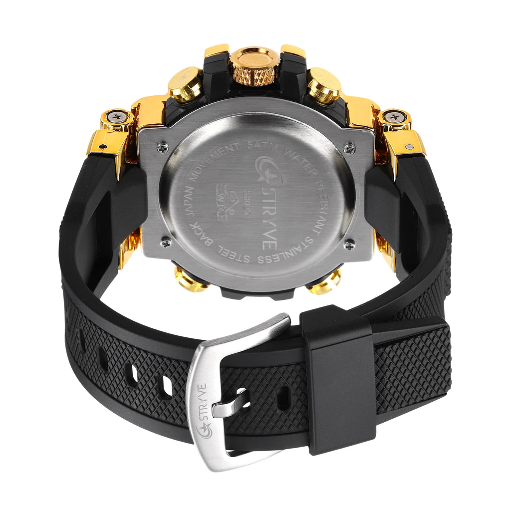Men's STRYVE 8025 High Quality Digital-Analog Dual Movement 5ATM Waterproof Watches Fashion Sports Men's Relogio Masculino