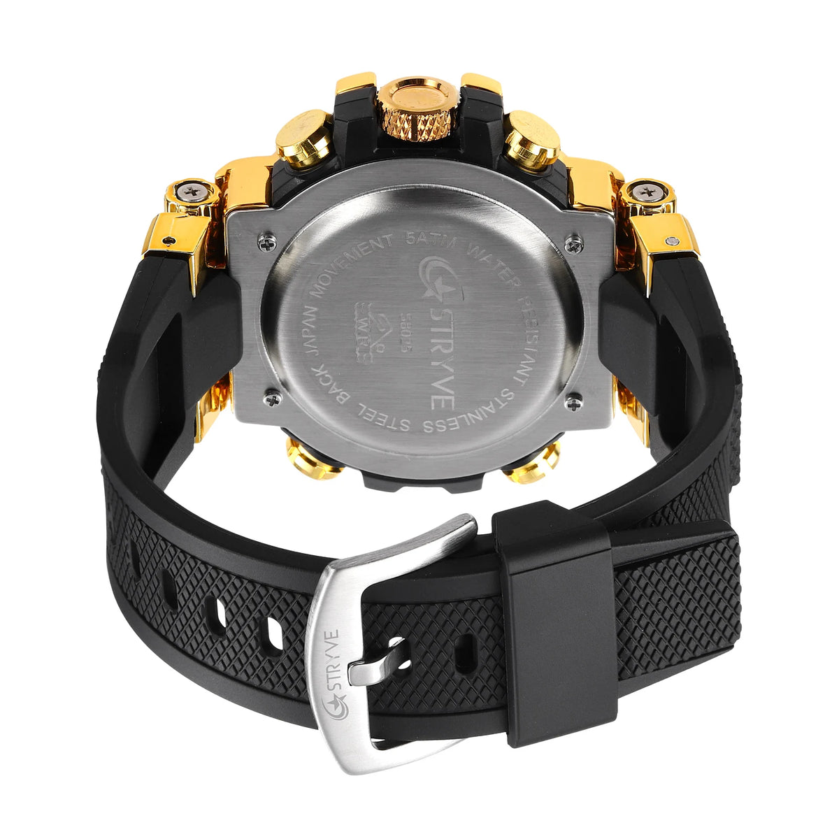 Men's STRYVE 8025 High Quality Digital-Analog Dual Movement 5ATM Waterproof Watches Fashion Sports Men's Relogio Masculino