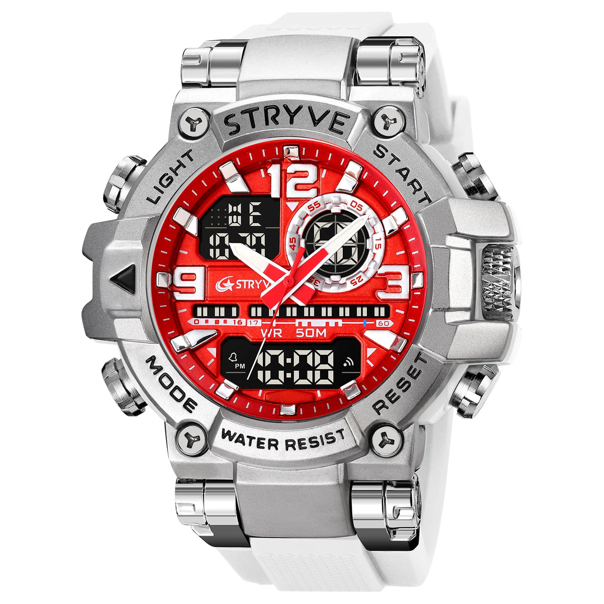 Men's STRYVE 8025 High Quality Digital-Analog Dual Movement 5ATM Waterproof Watches Fashion Sports Men's Relogio Masculino
