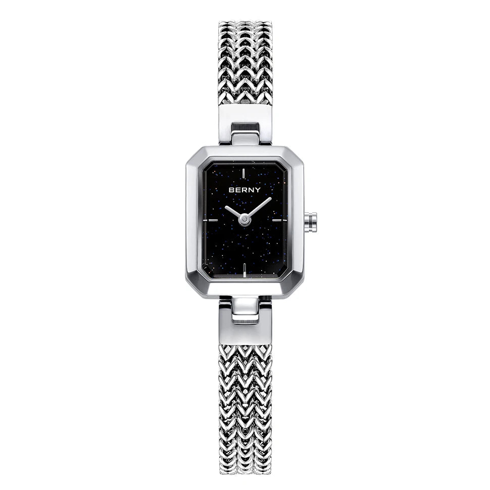 BERNY Square Women Wristwatch Luxury Fashion Quartz watches Minimalist Rectangle Mini Dial Stainless Steel Jewelry Women's Watch