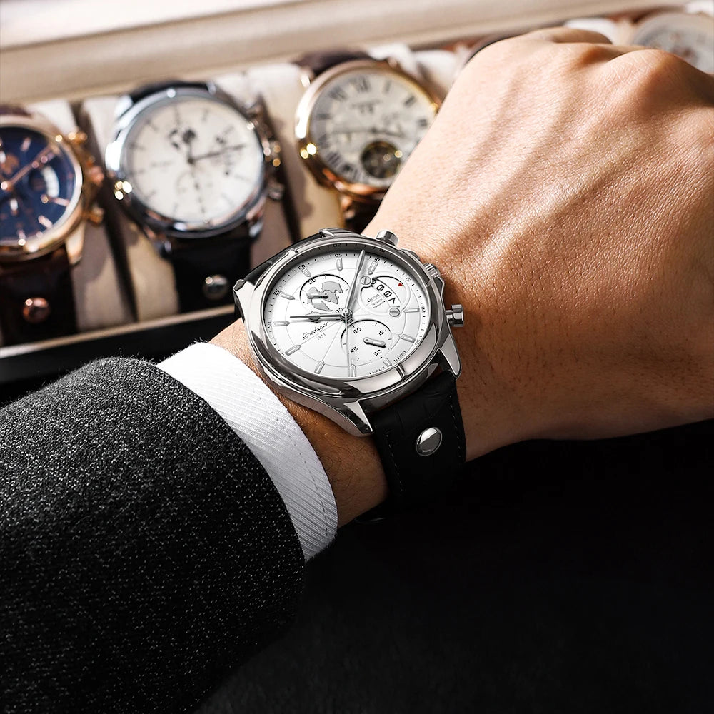 Leather Chronograph Watch