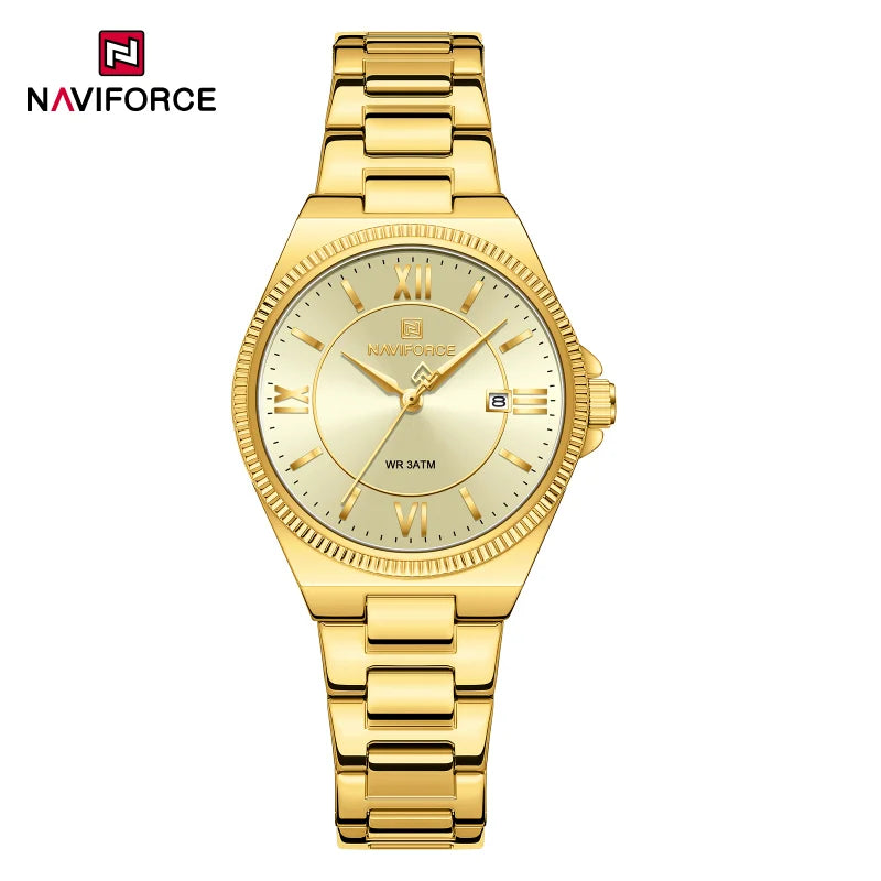 High Quality NAVIFORCE 2026 Woman Quartz Watch Retro Watches 3ATM Waterproof Stainless Steel Watchband  Ladies' Watches NF5073