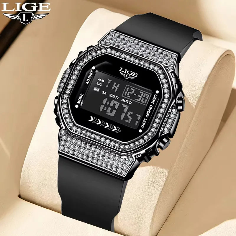 LIGE Outdoor Digital Man Watch Silicone Simple Casual Sport Waterproof Luminous Alarm Auto Date Electronic Watches for Men Gifts