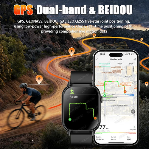 2026New Dual-band GNSS GPS Sports Smart Watches IP68K Swim Compass Heart rate tracker Military Bluetooth Call Bracelet Men Women