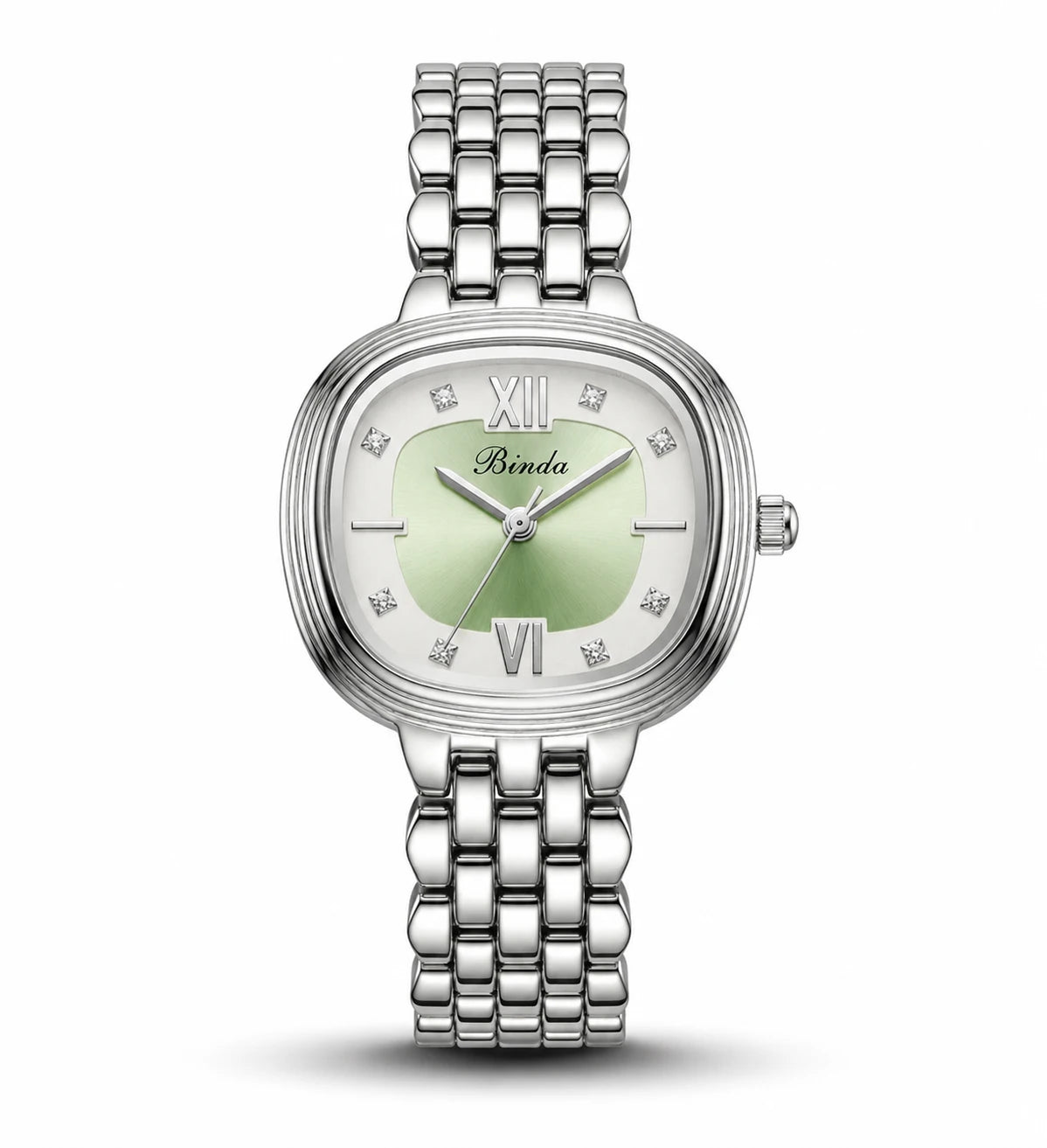 Binda Women's Retro Gold Square Quartz Watch - Roman Numerals, Two-Tone Dial, Gold Metal Bracelet, Elegant Light Luxury
