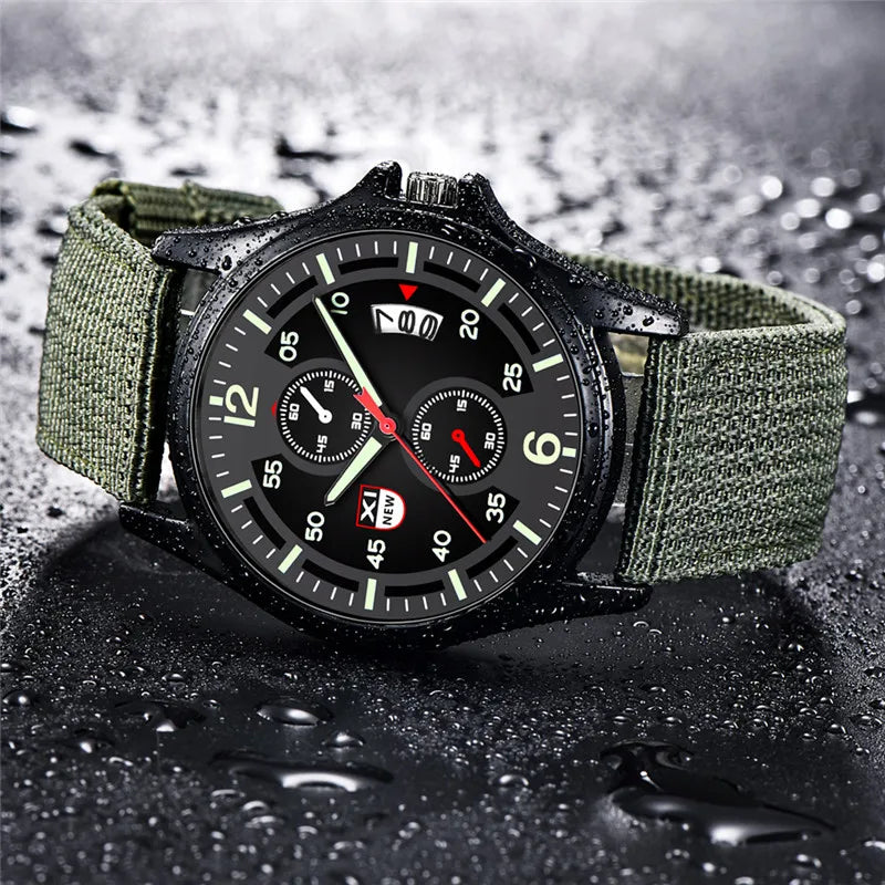 Genuine XINEW Brand Men Watches Students Fashion Casual Nylon Band Sports Date Quartz Wrist Watch Black Relogios Masculinos 2025