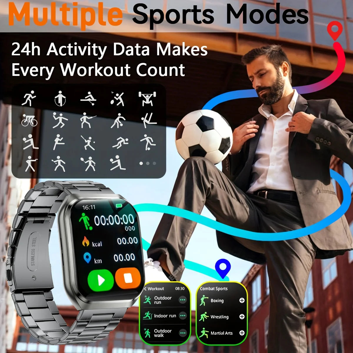 New Smart Watch Man 1000mAh Long Standby Outdoor Smartwatch Men IP68 Waterproof Heart Rate Sport BT Call Big Battery Smart watch