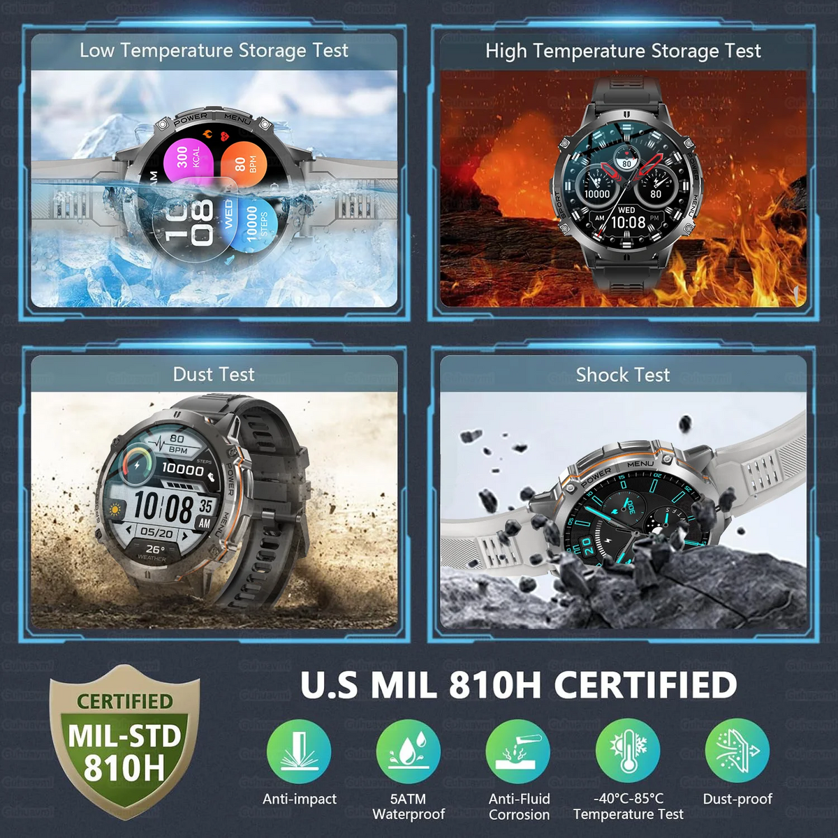 T-Rex 3 Military Grade 1000mAh Battery Smart Watch 10ATM Waterproof GPS Compass Altimeter Call AMOLED Men Swim Sports Smartwatch
