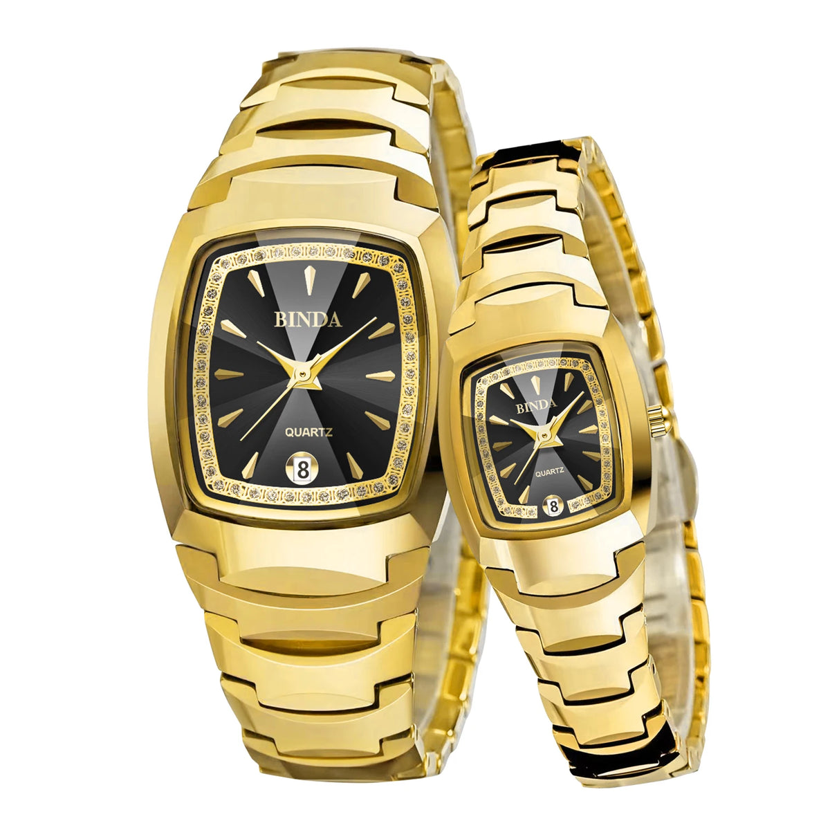 2PCS Couple Watches Luxury Fashion Men Women Matching His and Hers Quartz Watches Simple Band with Gift Box