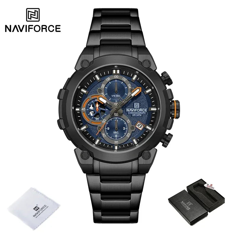 NAVIFORCF Men's Military Watch Luxury Waterproof Quartz Chronograph Wristwatch Fashionable Masculino Hot Fashion  Clock Watch