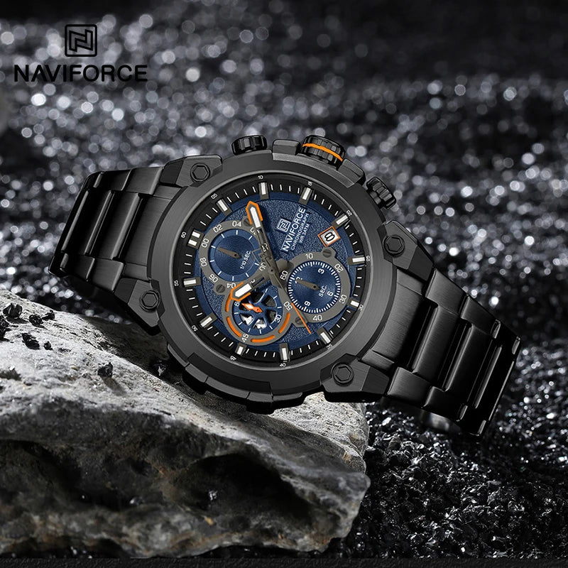 NAVIFORCF Men's Military Watch Luxury Waterproof Quartz Chronograph Wristwatch Fashionable Masculino Hot Fashion  Clock Watch