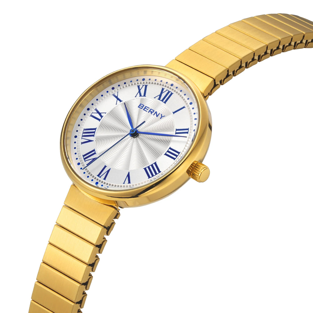 BERNY Women's Gold Watch Fashion Quartz Wristwatch Waterproof Top Brand Exquisite Stainless Steel Top New Watches for Ladies
